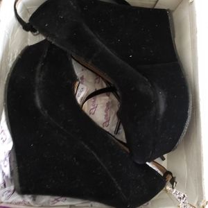 Brand New Black Suede Wedges